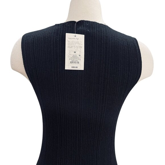 A New Day Black Ribbed Knit Sleeveless Maxi Dress NWT Sustainable Size M - Picture 11 of 11
